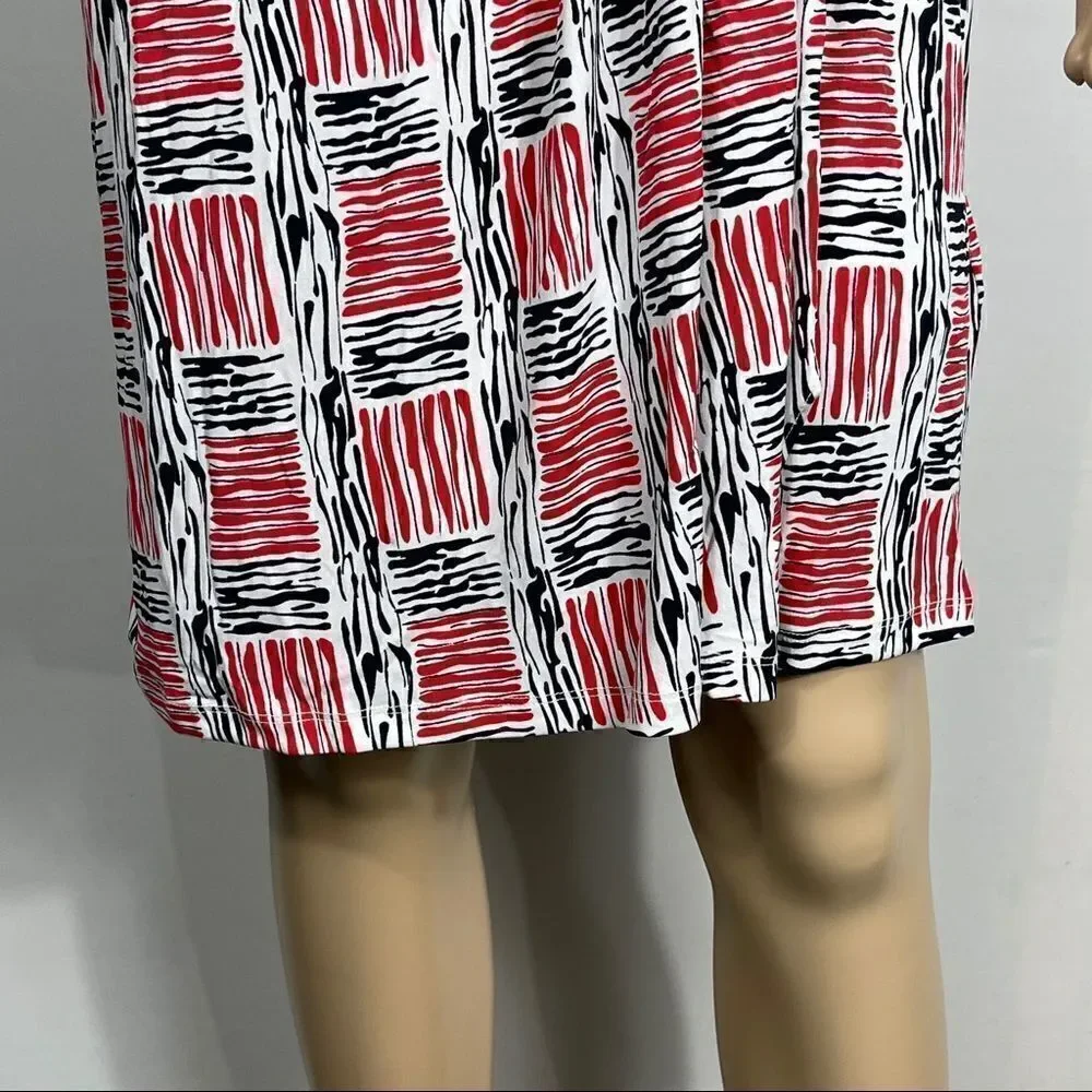 Michael Kors Red and Blue Wrap Midi Dress